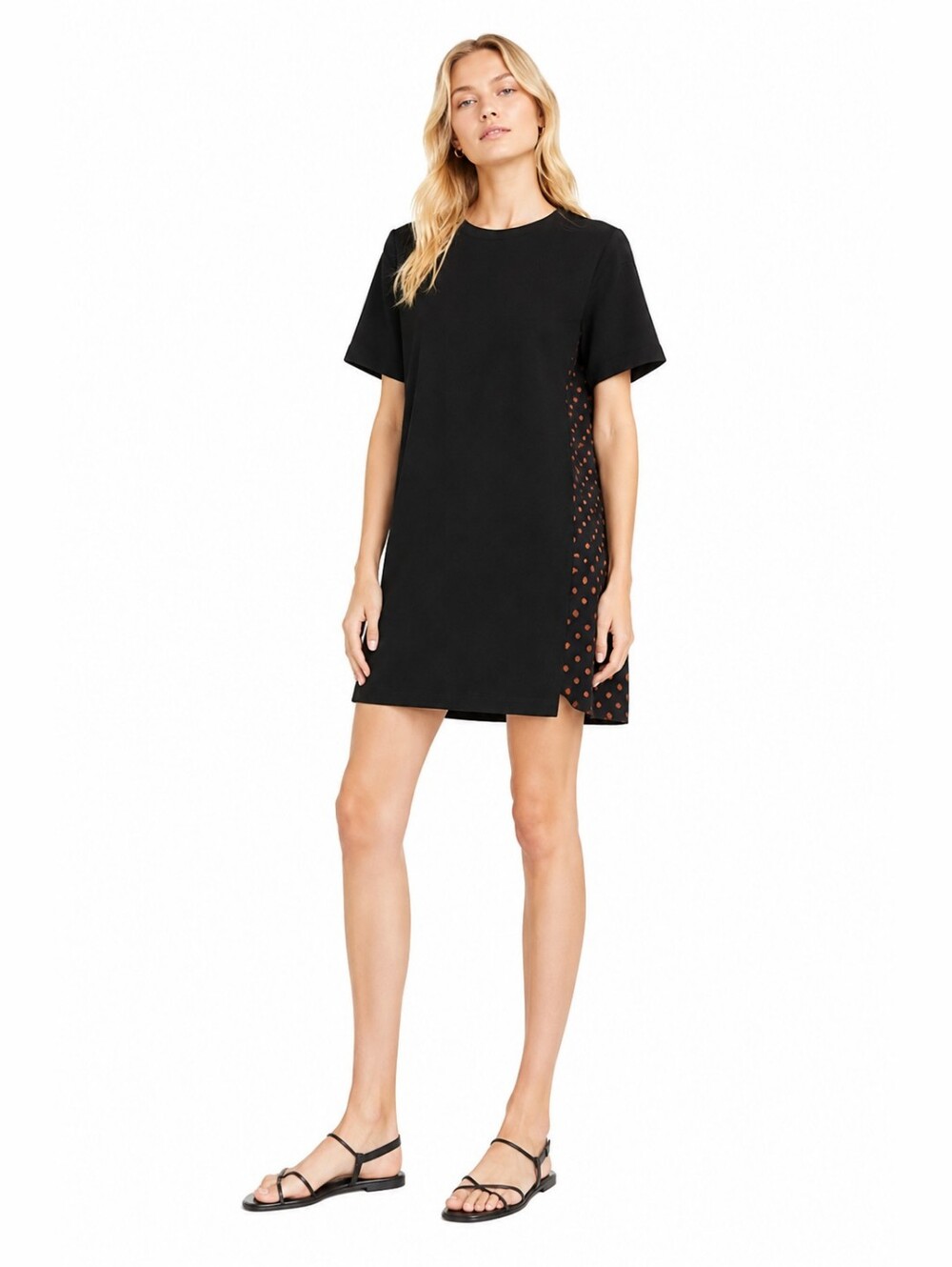 NWT Zara Size S Black Contrasting Polka Dot Dress
